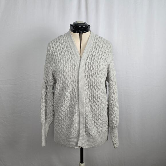 Universal Thread Honeycomb Cable Knit Cardigan Women's L Beige Open Front - Picture 1 of 16